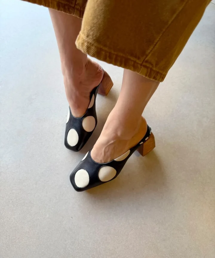 Mule Feminino com Salto Madeira Dot