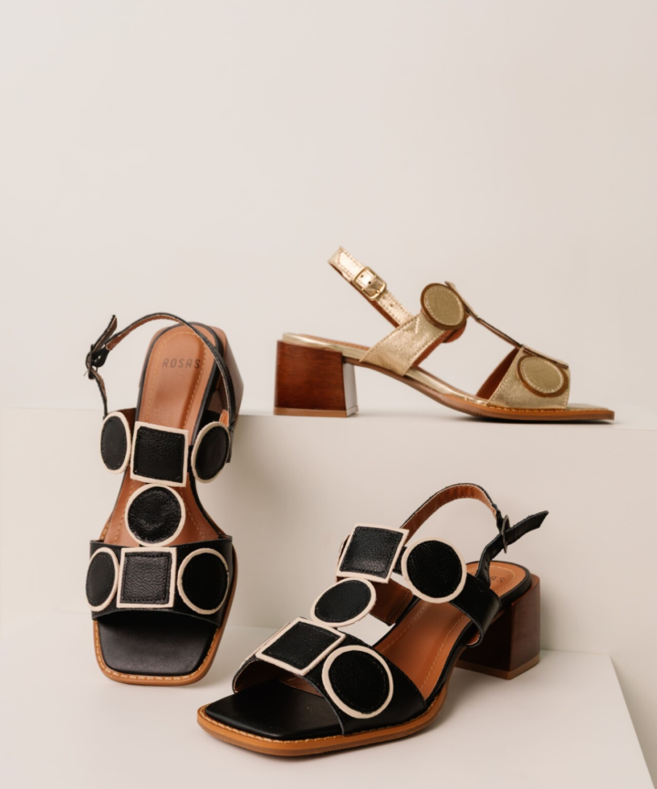 Sandália Feminina Salto Bloco Bauhaus