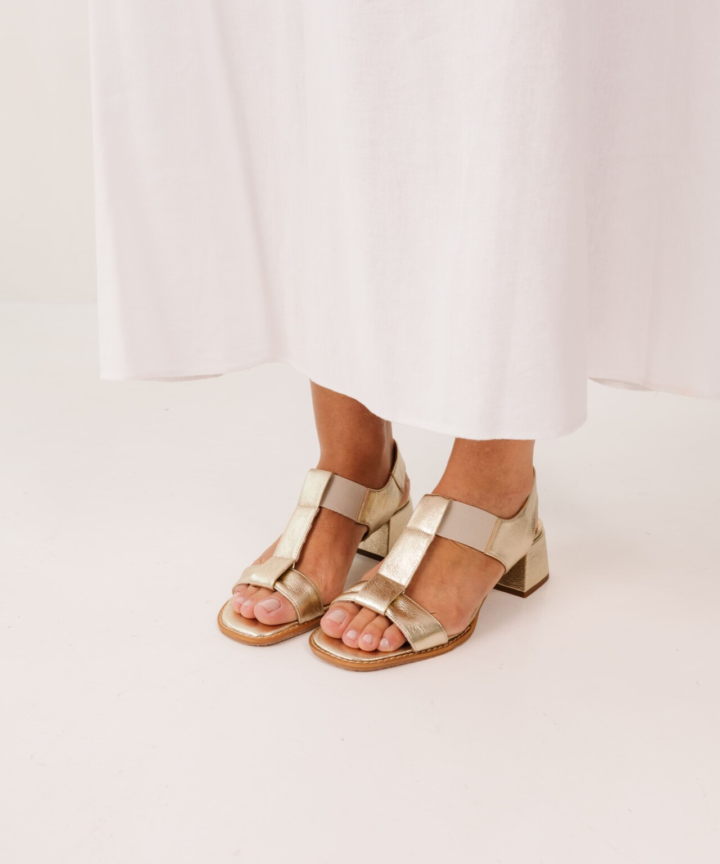 Sandália Salto Quadrado Legna - Ouro, 35
