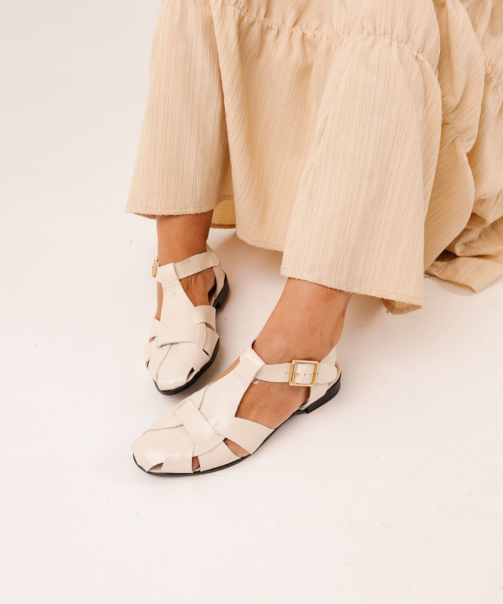Sandália em couro feminino Tessela - Off White, 35