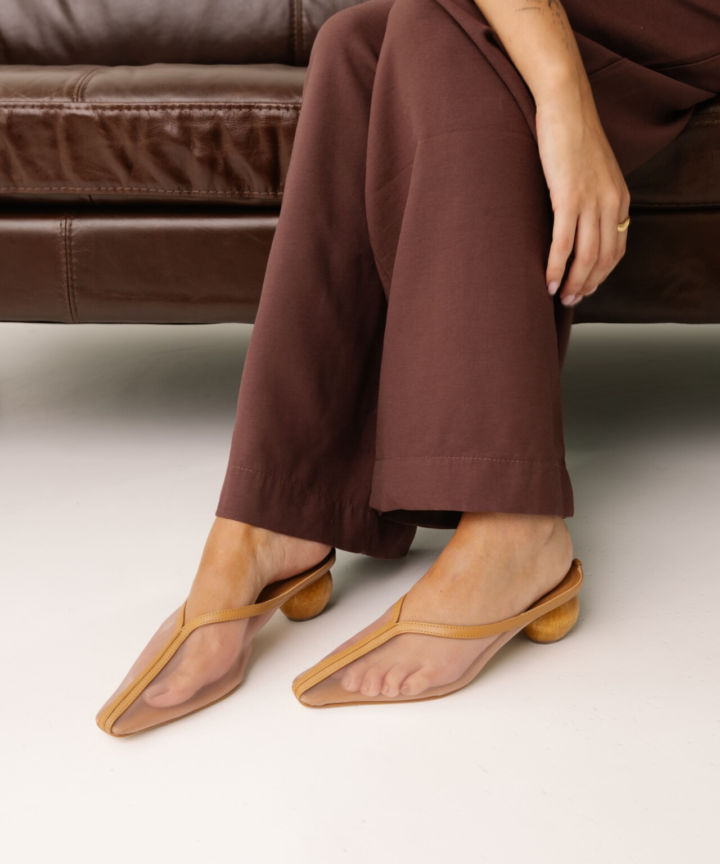 Mule em Couro e Tela Siena