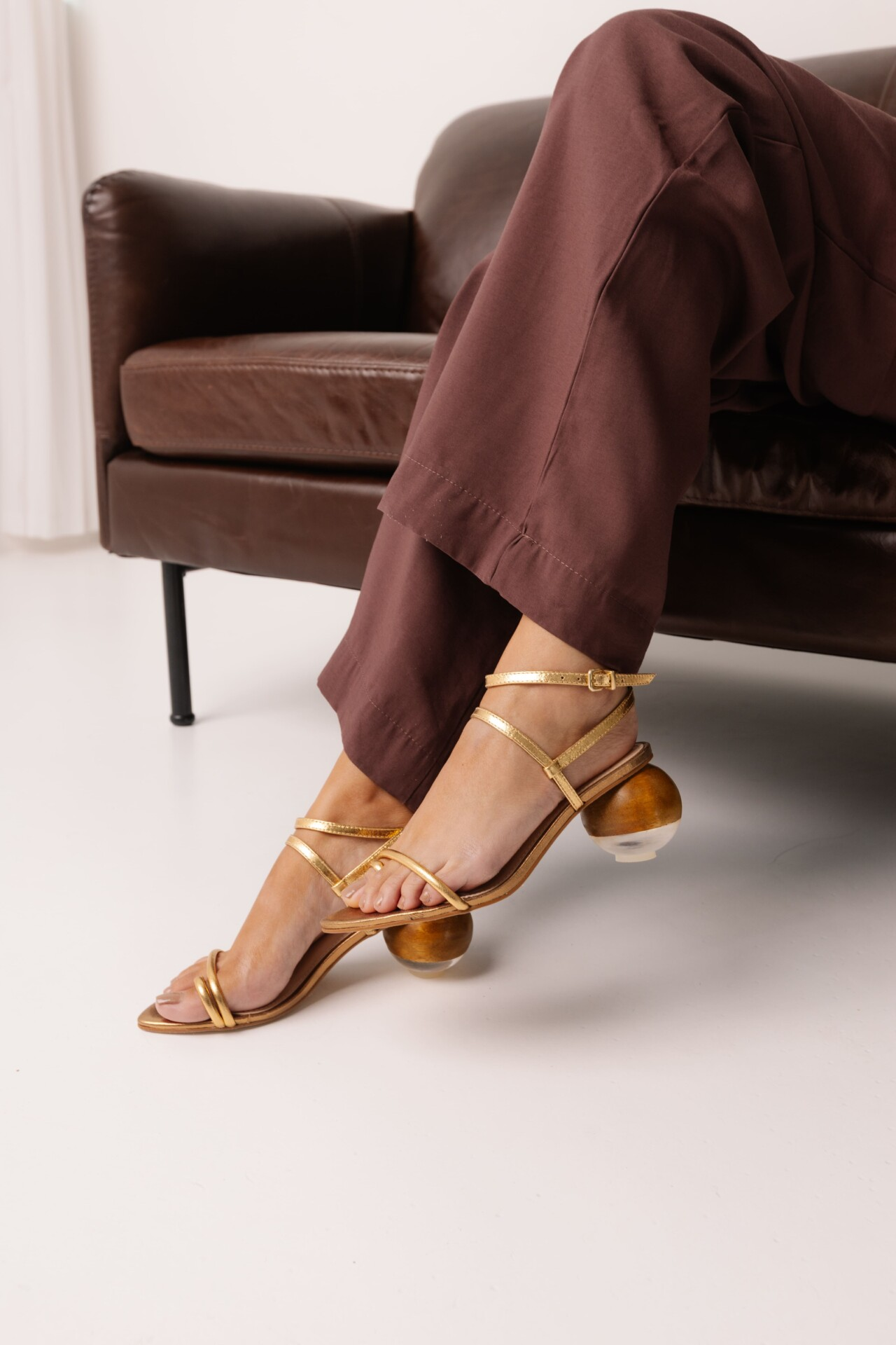 Sandália Com Salto de Madeira Saint-Denis